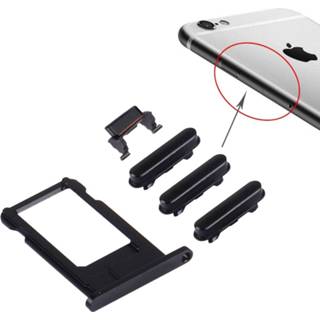Zwart active onderdelen 4 in 1 voor iPhone 6s (kaartlade + volumeregelknop aan / uit mute-schakelaar vibratorsleutel) (zwart) 6922164567400
