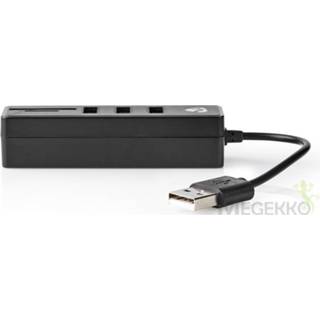 👉 Geheugenkaartlezer zwart USB-Hub | 3-Poorts USB 2.0 Cardreader SD / microSD 5412810315123