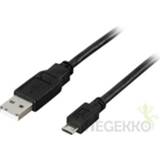 👉 Deltaco USB 2.0 Cable A/micro B, 0.5m 0.5m USB A Micro-USB B Mannelijk Mannelijk Zwart USB-kabel