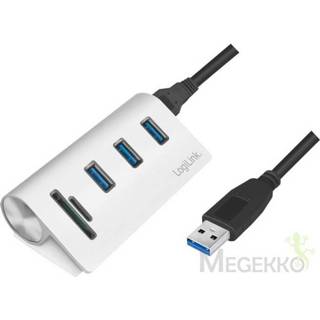 👉 Geheugenkaartlezer LogiLink - USB 3.0, 3-port hub, with card reader and aluminum casing 4052792053029