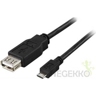 👉 Zwart Deltaco USB-73 USB-kabel 0,2 m 2.0 USB A Micro-USB B 7340004673125