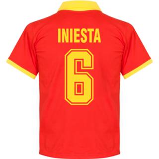 Retro shirt rood m s Spanje 1970's + Iniesta 6 - 5055630258357 5055630258364