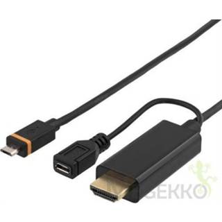 👉 Kabel adapter zwart Deltaco SLIM-1002-K video 1 m HDMI + USB 7340004693543