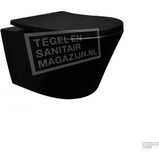 👉 Wandcloset zwart keramiek mat wiesbaden vesta rimless 52 cm (incl. zitting) 8719956082306