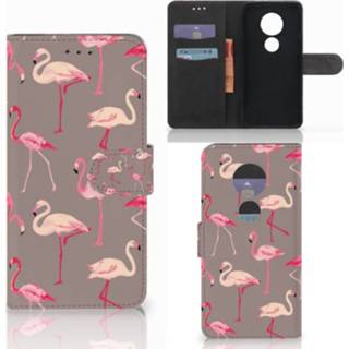 👉 Telefoonhoes Motorola Moto E5 Play Telefoonhoesje met Pasjes Flamingo 8718894877432