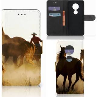 👉 Telefoonhoes Motorola Moto E5 Play Telefoonhoesje met Pasjes Design Cowboy 8718894922026