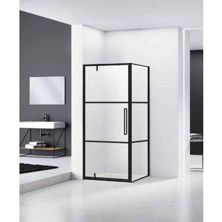 👉 Douchecabine zwart Bewonen Wilco zij-instap raster 100x100cm mat beslag