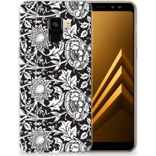 👉 Zwart Samsung Galaxy A8 Plus (2018) TPU Case Black Flowers 8720091591998