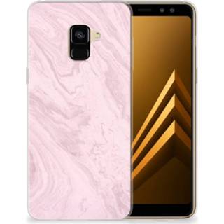 👉 Siliconen hoesje roze Samsung Galaxy A8 Plus (2018) TPU Marble Pink 8720091134874