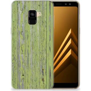 👉 Donkergroen Samsung Galaxy A8 (2018) TPU Hoesje Design Green Wood 8718894905470