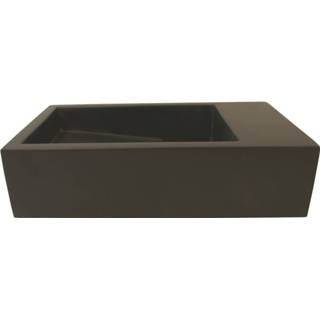 👉 Fontein antraciet Luca Sanitair 35x18,5x9h in solid surface zonder kraangat, l+r te plaatsen, ophang doorboren mat