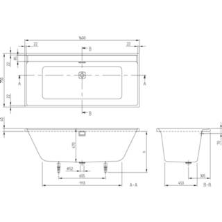 👉 Wit Villeroy & Boch Collaro bad 160x75cm. 4062373681329