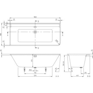 👉 Wit Villeroy & Boch Collaro bad hoek links 180x80cm. 4062373681961