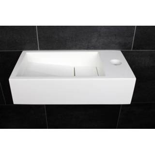 👉 Fontein wit glans Luca Sanitair 35x18,5x9cm - Mineral Stone zonder kraangat