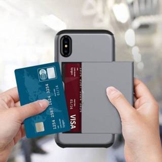 👉 Zwart hard kunststof Mobiq - Hybrid Card Case iPhone X/XS 7106611051394