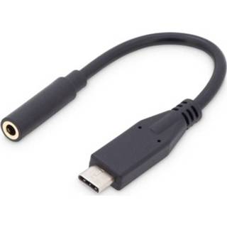 👉 Zwart ASSMANN Electronic AK-300321-002-S kabeladapter/verloopstukje USB Type-C 3,5 mm 4016032451112
