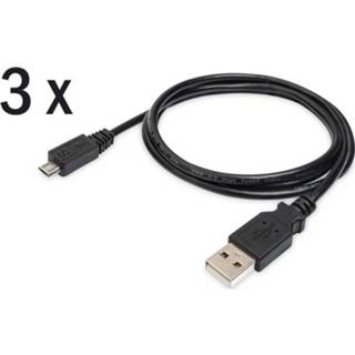 👉 Folie zwart Digitus USB 2.0 Aansluitkabel [1x USB-A stekker - 1x Micro-USB B stekker] 1 m Flexibel, afscherming, Afscherming gevlochten, 4016032455356