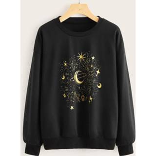 👉 Sweatshirt zwart polyester S M Casual Melkweg Sweatshirts