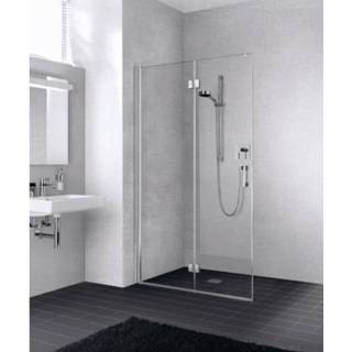 👉 Inloopdouche glas unisex Kermi Liga 120x200 cm links met pendel-vouwdeur, matzilver-helder 4051484446941