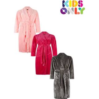 👉 Kinder badjas lichtroze XXL XL m l grijs s fuchsia roze kinderen magenta Fleece kinderbadjas met naam-L (9-10 jaar)-grijs