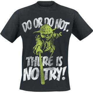 👉 Shirt zwart male Star Wars Yoda - There Is No Try T-shirt 7333060111250