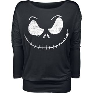 👉 Shirt vrouwen m XXL s zwart meisjes The Nightmare Before Christmas - Jack Skellington Face met lange mouwen 4044583683591 4044583683607 4044583683614 4044583683560 4044583683553