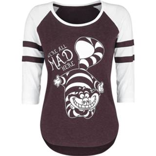 👉 Longsleeve bordeaux wit meisjes Alice in Wonderland Cheshire Cat - We're All Mad Here Girls bordeaux-wit 3664794078903