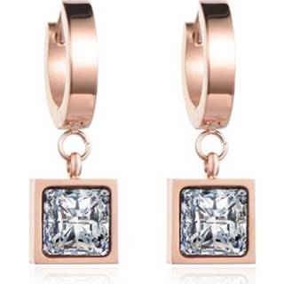 👉 Zirkonia steen vrouwen rose Cilla Jewels Damesoorbellen met Vierkante 8720088558348