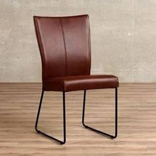 👉 Leren eetkamerstoel leer bruin mate, cognac leer, keukenstoelen 8719128964270