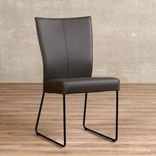 👉 Leren eetkamerstoel grijs grijze leer mate, leer, keukenstoelen 8719128962542