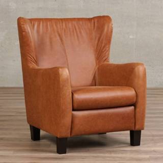 👉 Stoel leer bruin Leren oorfauteuil hug, cognac leer, 8719128961545