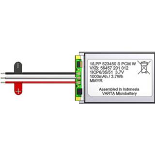 👉 Oplaadbare batterij Varta 1/LPP 523450 S PCM W Speciale Prismatisch Kabel LiPo 3.7 V 1000 mAh 4043752273748