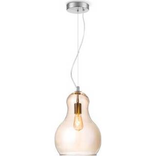 👉 Hanglamp staal glas traditioneel binnen plafond amber koper HOME SWEET bello big Ø 30 cm 8718808093200