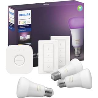 👉 Wit Philips Hue White en Color Ambiance starterkit E27 3 set 8718699696917