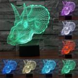 👉 Dinosaurus Style 3D Touch Schakelaar Controle LED Licht, 7 Kleuren Verkleuring Creative Visual Stereo Lamp Bureaulamp Nachtlampje