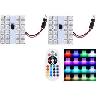 👉 Afstandsbediening 2 STKS Kleurrijke 41MM T10 + Bicuspid Port Auto Dome Lamp LED-leeslamp met 24 LED-lampjes