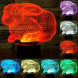 👉 Rabbit Shape 3D Touch Schakelaar Controle LED Licht, 7 Kleuren Verkleuring Creative Visual Stereo Lamp Bureaulamp Nachtlampje