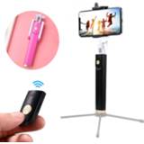 👉 Selfiestick roze K08 Portable Opvouwbare draadloze Bluetooth Shutter Remote Selfie Stick voor iPhone en Android-telefoons, statief is niet inbegrepen (roze)