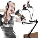👉 Mobiele telefoon Dual K Songbeugel 360 graden richting Cantilever Multifunctionele Lazy Microfoon Live Broadcast Bracket