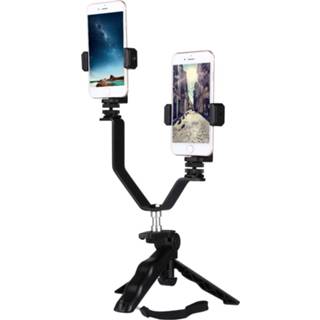 👉 Smartphone Live Broadcast Bracket Grip Opvouwbaar Statief Holder Kits met 2x Telefoonclips, voor iPhone, Galaxy, Huawei, Xiaomi, HTC, Sony, Google en andere smartphones