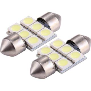 👉 Leeslamp wit 2 stuks 31mm Super White 6 LED Car Bulb