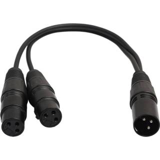 👉 Audiokabel zwart vrouwen 30cm 3-pins XLR CANNON 1 male naar 2 vrouwelijke Adapterkabel voor microfoon / audio-apparatuur (zwart)