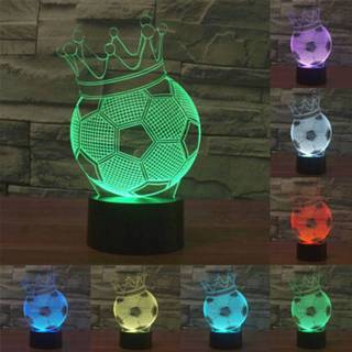 👉 Schakelaar Voetbal Kroon Stijl 3D Touch Controle LED Licht, 7 Kleur Verkleuring Creative Visual Stereo Lamp Bureaulamp Nachtlampje