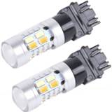 👉 Richtingaanwijzer wit geel 2 STKS T25 / 3157 10W 1000 LM 6000K + licht met 20 SMD-5730-LED lampen en lenzen. DC 12-24V