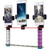 👉 Smartphone Live Broadcast Bracket Dual handbediende Selfie Module Mount Kits met 3x telefoonclips, voor iPhone, Galaxy, Huawei, Xiaomi, HTC, Sony, Google en andere smartphones