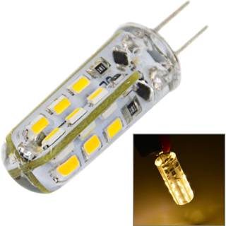 Gloeilamp wit siliconen SMD G4 2W 120LM maïs gloeilamp, 24 LED 3014, Warm licht, DC 12V