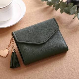 Portemonnee groen vrouwen gefranjerde hanger Litchi textuur Wallet Card Pack Coin Purse (donkergroen) 8733253563870