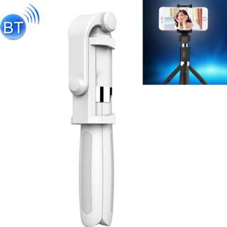 👉 Wit 2-op-1 opvouwbare Bluetooth Shutter Remote Selfie Stick-statief voor iPhone- en Android-telefoons (wit)