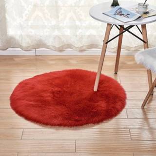 👉 Tapijt rood pluche wol Lang ronde woonkamer decoratie imitatie mat grootte: 45x45cm (rood) 8733253550856