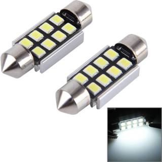 👉 Leeslamp wit 2 STKS 41mm Festoen 3 W 300LM Licht 8 LED 3528 SMD Canbus Foutloze Auto Leeslampen, DC 12